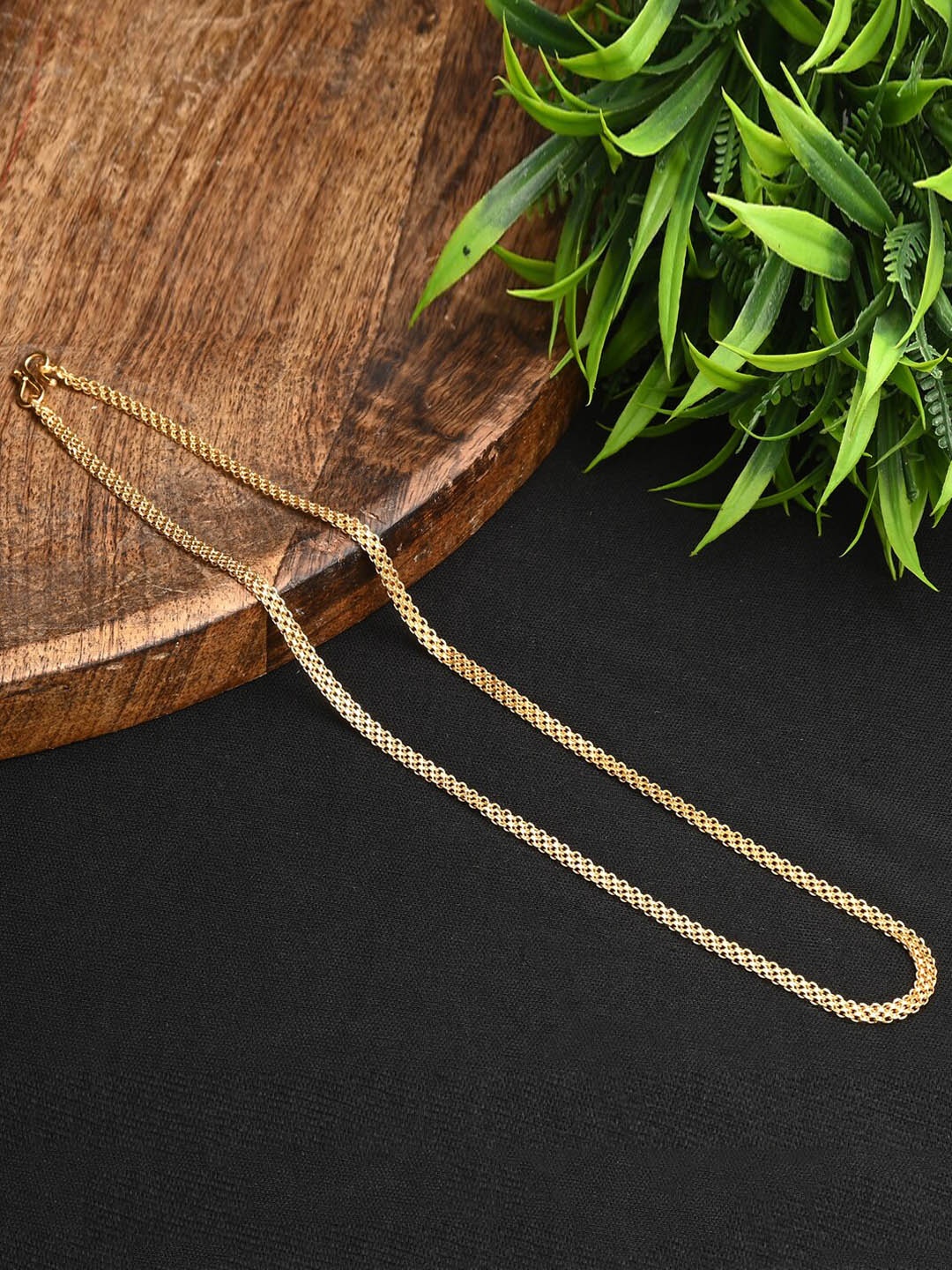 

AanyaCentric Set Of 2 Silver-Plated Anklets With Gold-Plated Chain