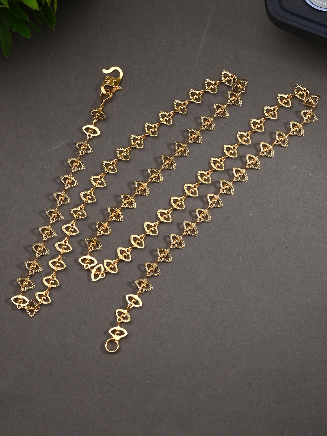 

AanyaCentric Set Of 2 Silver-Plated Anklets With Gold-Plated Chain