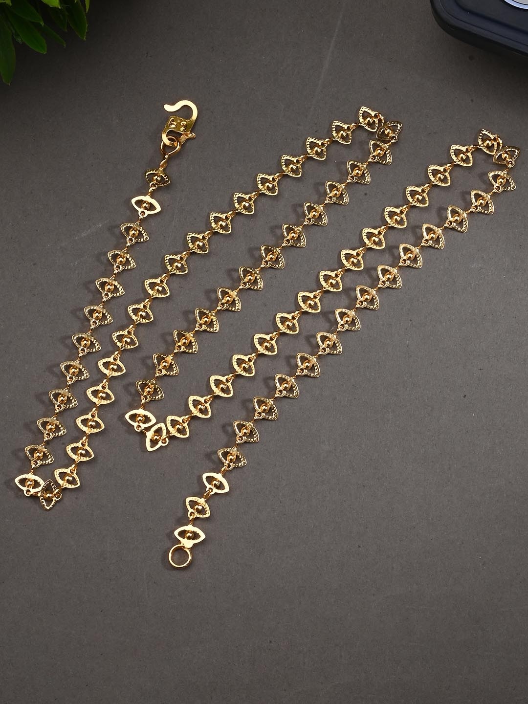 

AanyaCentric Gold-Plated Chain & Silver-Plated Anklets Jewellery Set