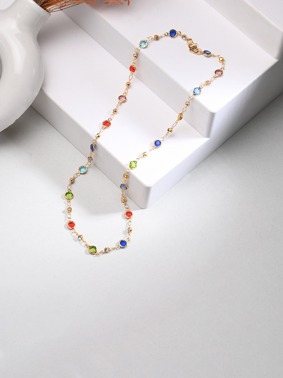 

AanyaCentric Set Of 2 Silver-Plated Anklets With Gold-Plated Chain