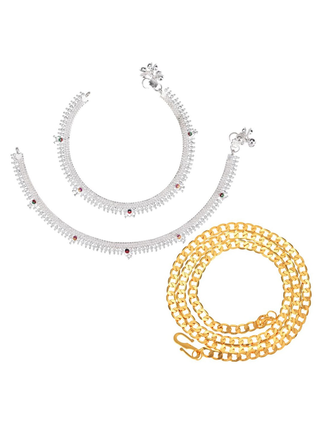 

AanyaCentric Gold & Silver-Plated Artificial Beads Jewellery Set