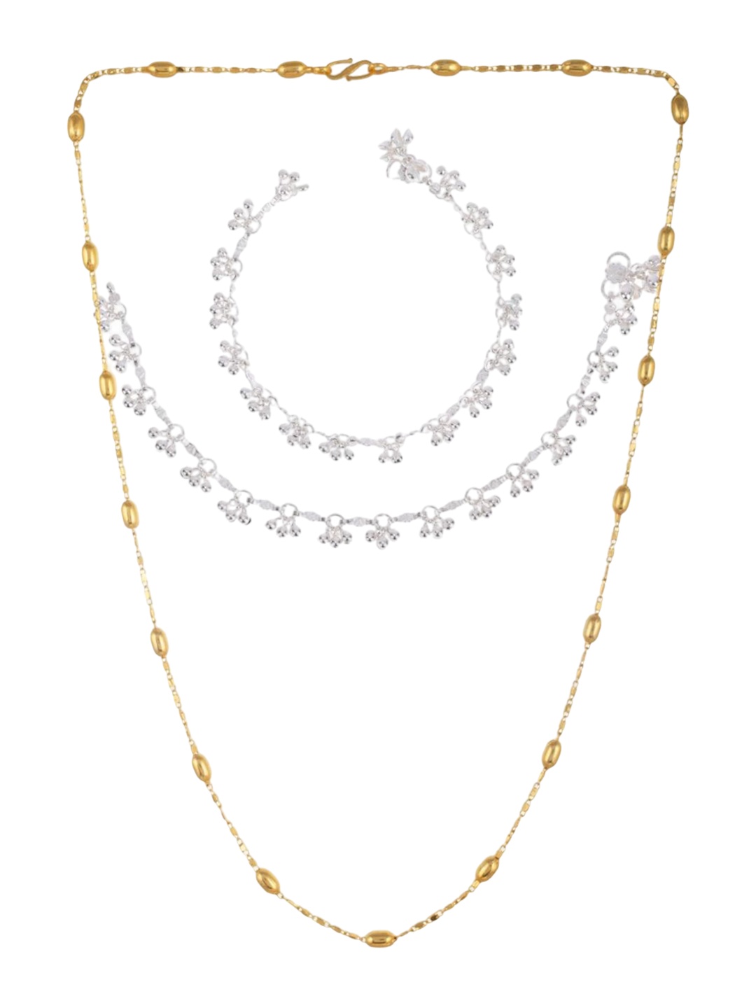 

AanyaCentric Silver-Plated Anklets With Gold-Plated Chain