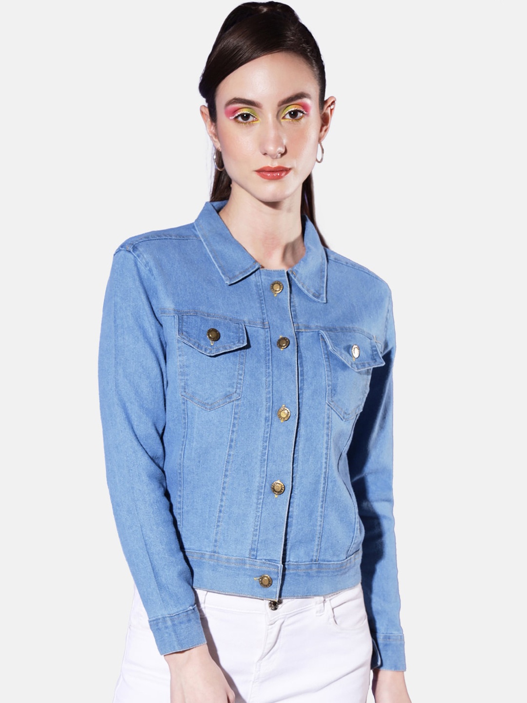 

BUY NEW TREND Washed Lightweight Crop Denim Jacket, Blue