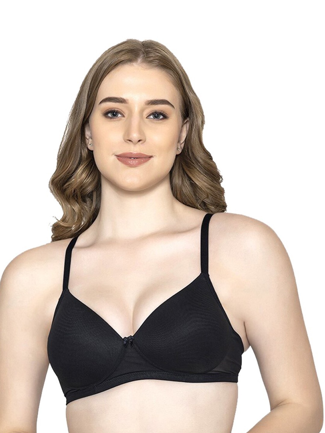

B'ZAR Full Coverage Lightly Padded Everyday Mesh T-Shirt Bra With All Day Comfort, Black