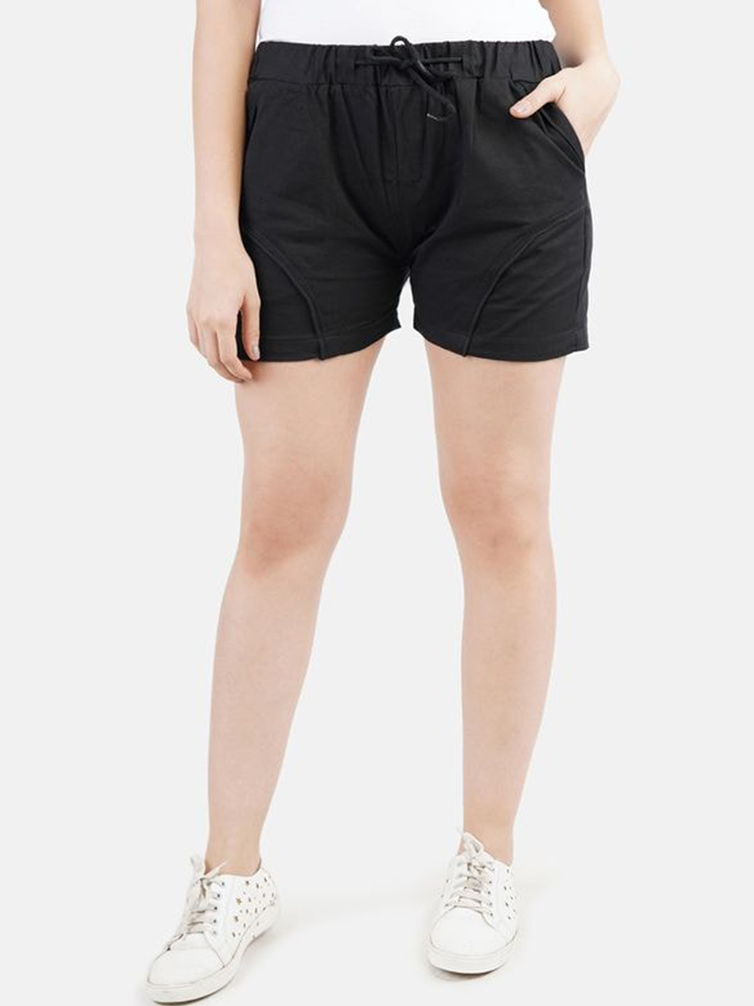 

Indietoga Women Skinny Fit High-Rise Shorts, Black