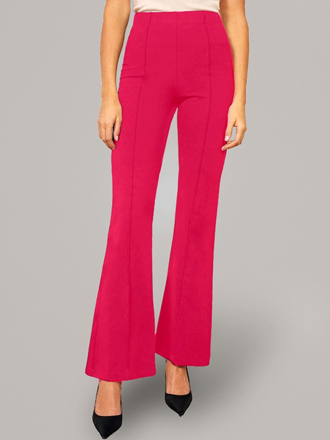 

AUSK Women Relaxed High-Rise Bootcut Trousers, Pink