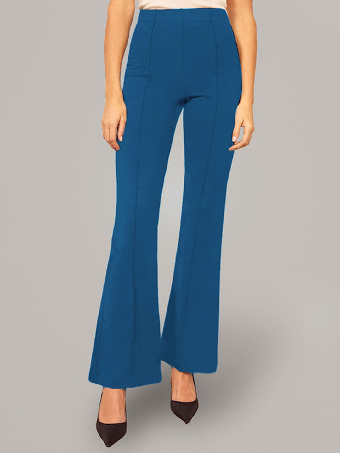 

AUSK Women Relaxed High-Rise Pleated Bootcut Trousers, Teal