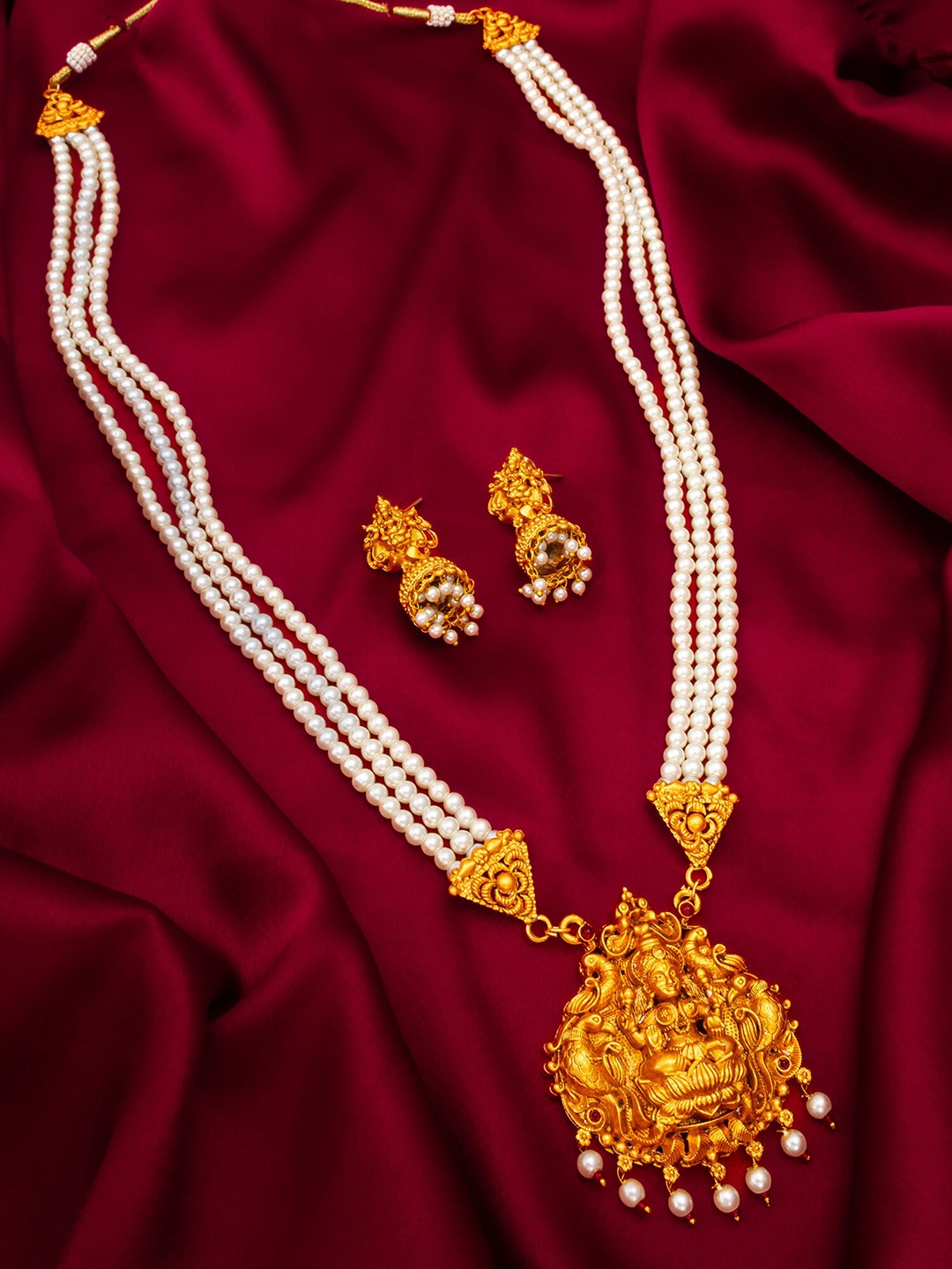 

aadita Gold-Plated Beads Beaded Temple Jewellery Set