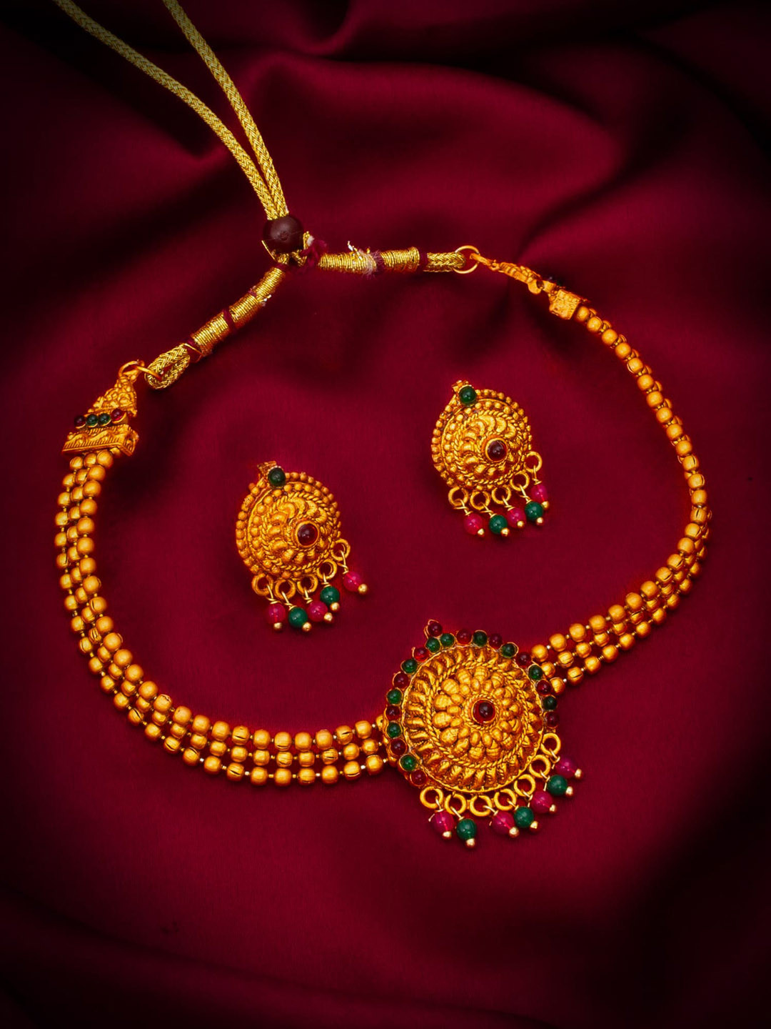 

aadita Artificial Stones Studded Jewellery Set, Gold