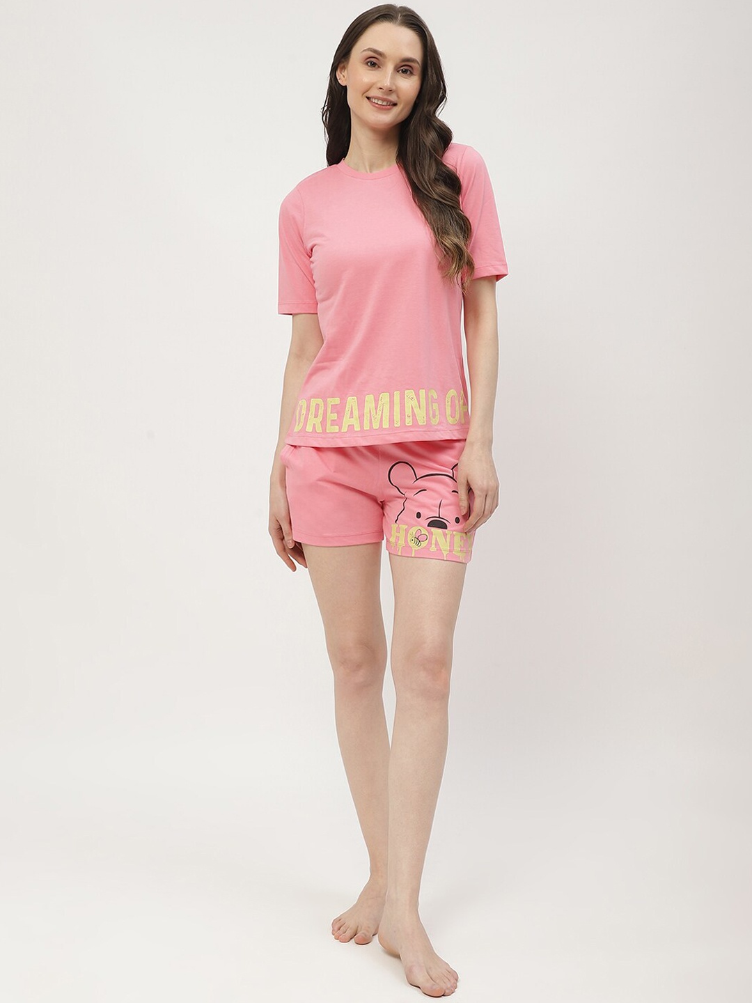 

MADAME M SECRET Printed Cotton Night suit, Pink