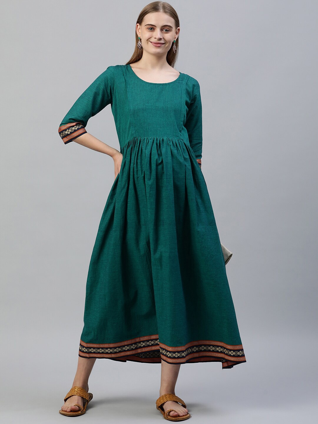 

Swishchick Fit and Flare Maxi Maternity Dress, Green