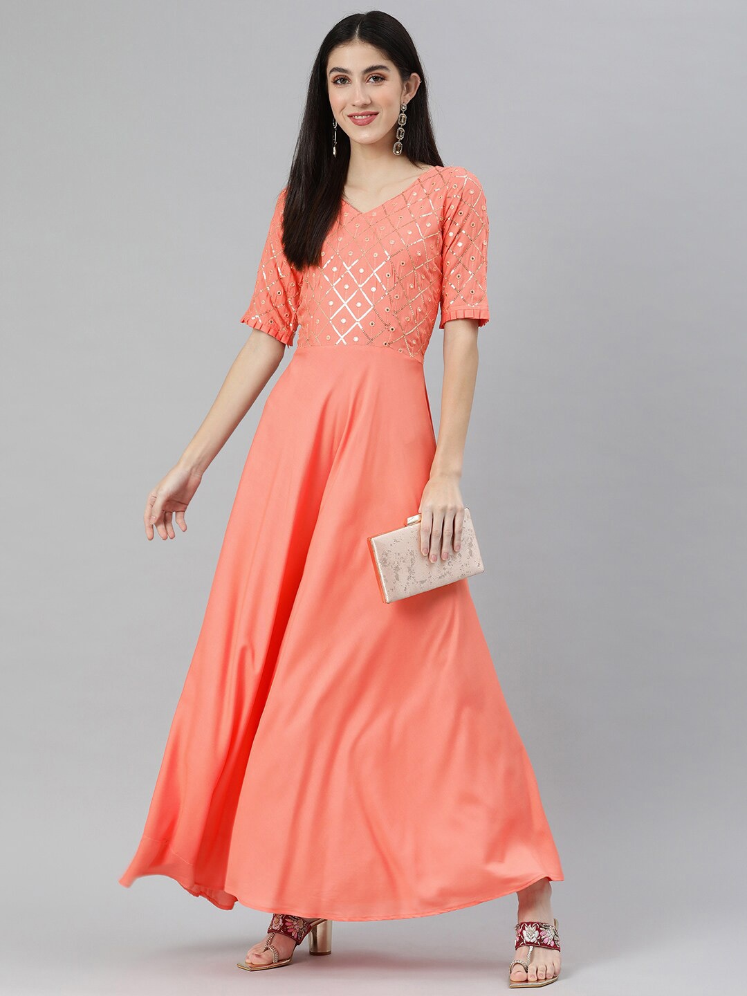 

Swishchick Embellished Maxi Dress, Peach