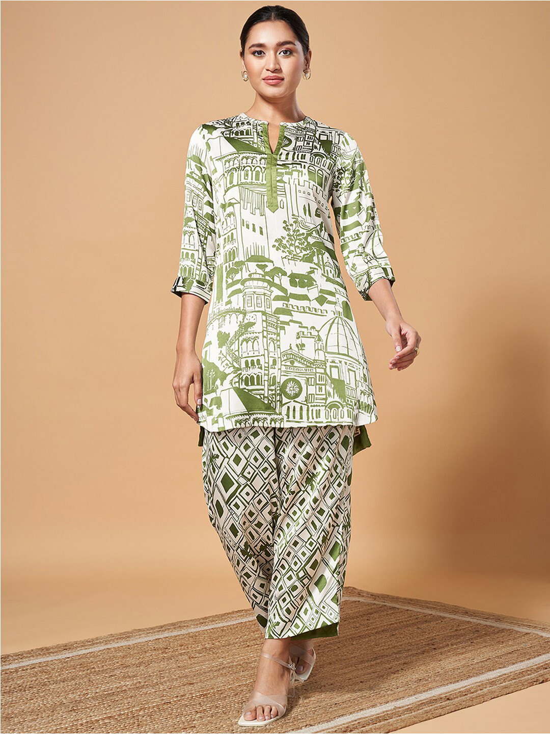 

Marigold Lane Printed Top & Palazzo Co-Ords Set, Green