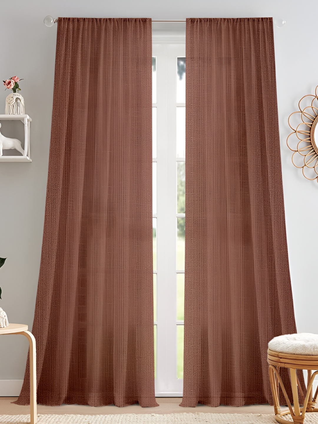 

Cortina Brown 2 Pieces Sheer Door Curtain