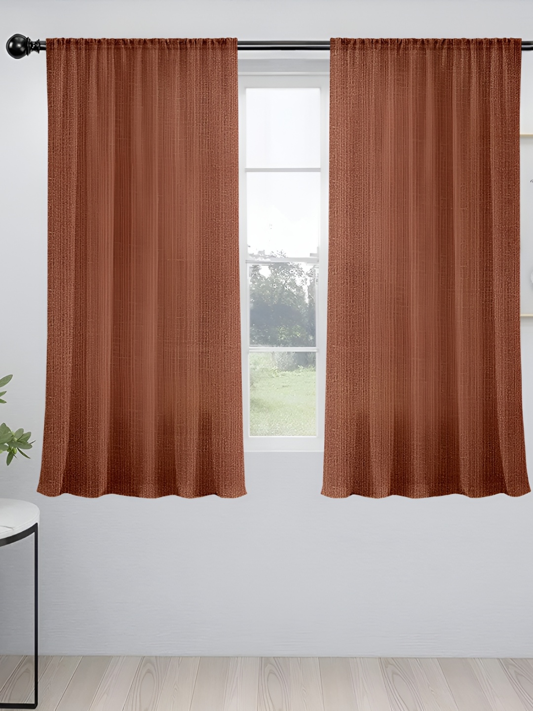 

Cortina Brown 2 Pieces Sheer Window Curtain