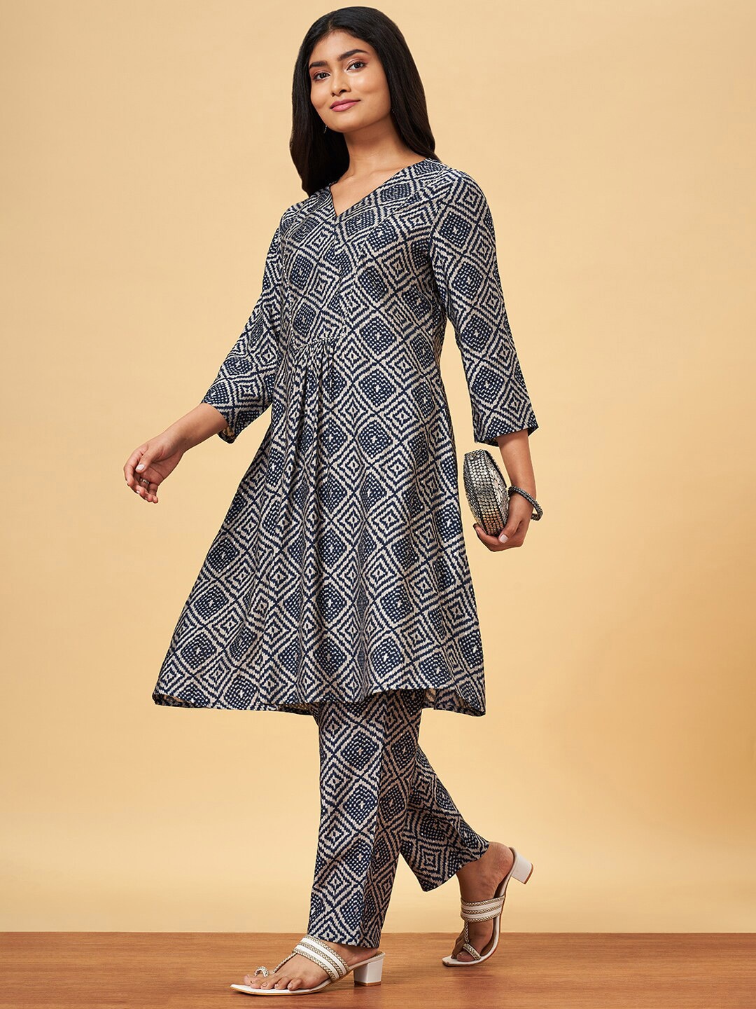

YU by Pantaloons Ethnic Motifs Print A-Line Dress, Blue