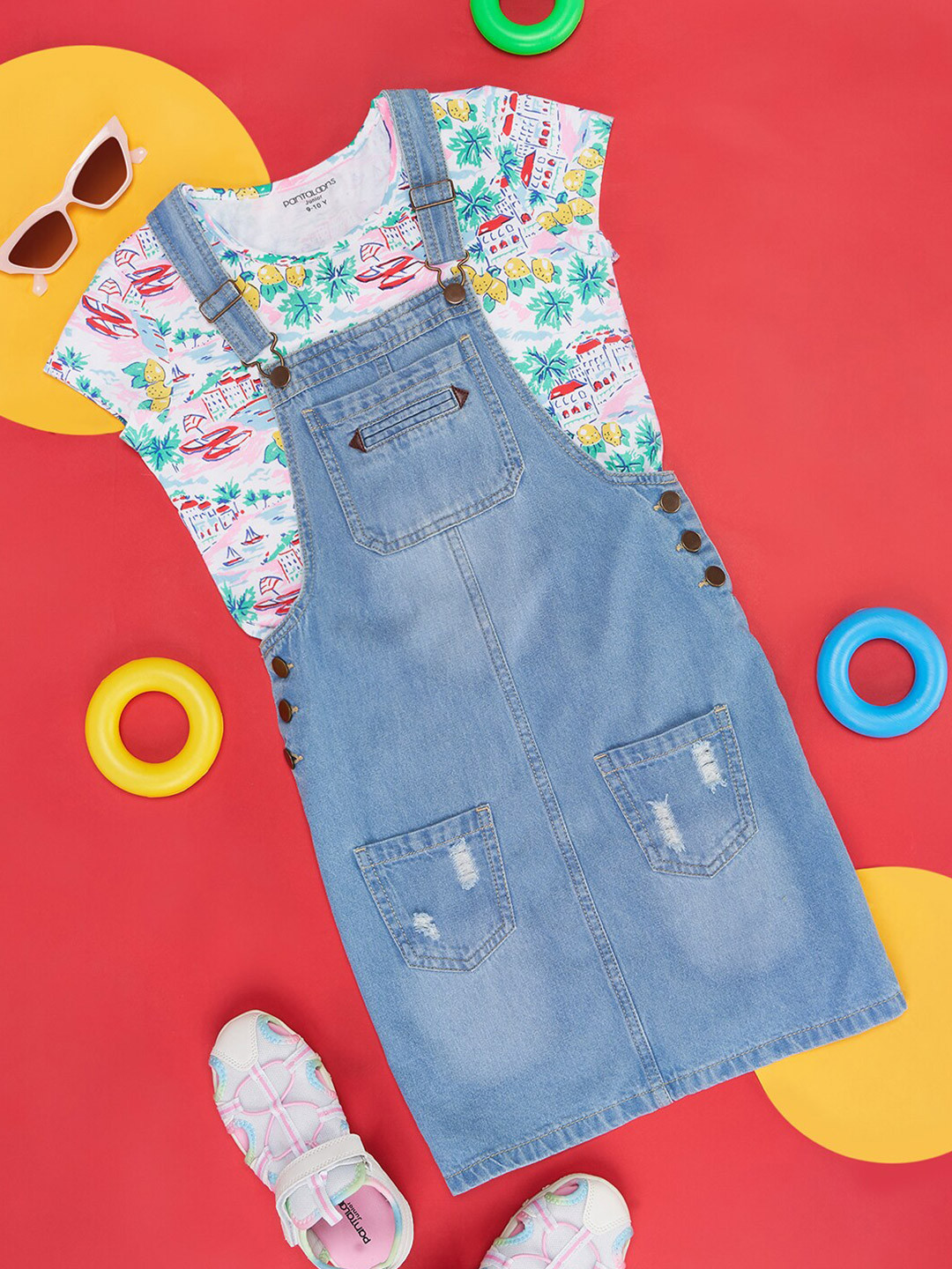 

Pantaloons Junior Girls Cotton Pinafore Dress, Blue