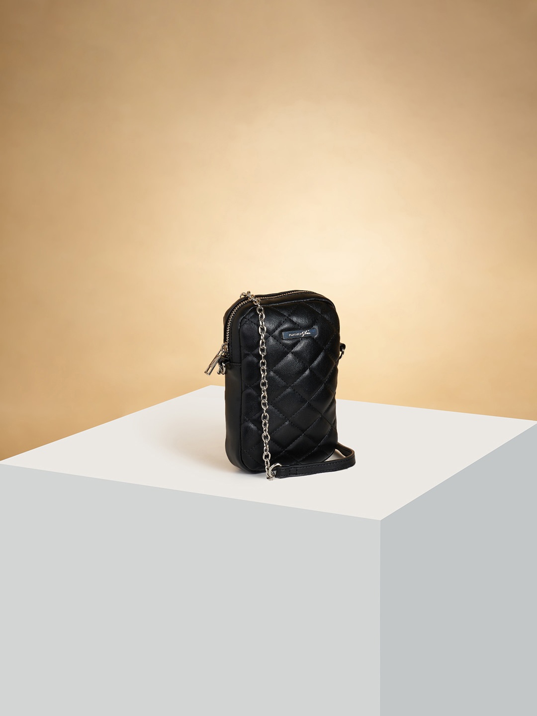 

Forever Glam by Pantaloons Textured Structured Sling Bag, Black