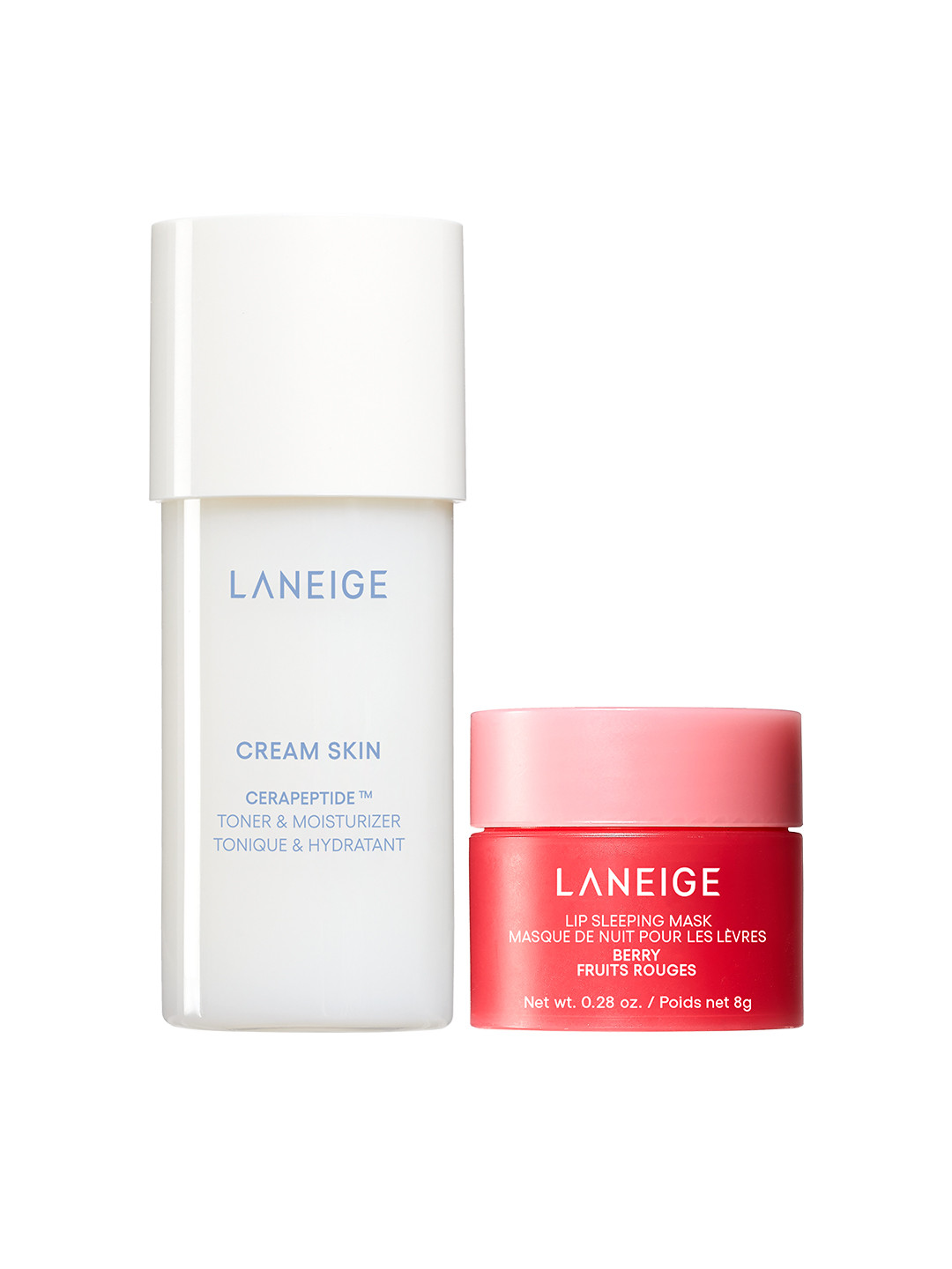 

LANEIGE Set of Lip Sleeping Mask EX - Berry + 2-In-1 Cream Skin Cerapeptide Toner, White