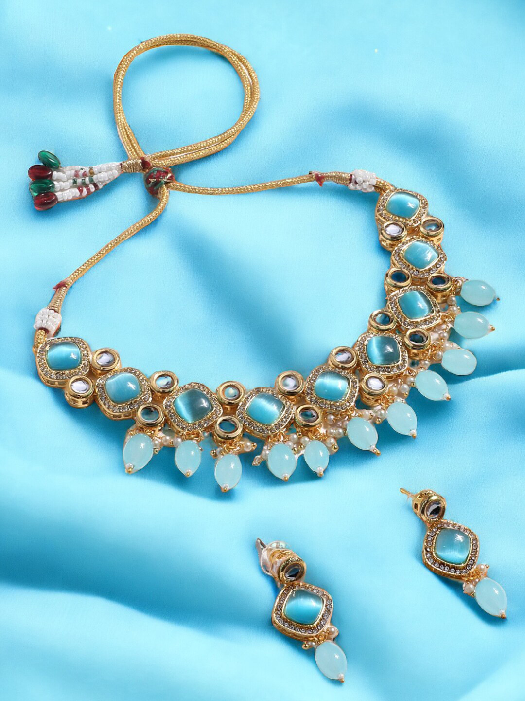 

ASMITTA JEWELLERY Gold Plated Kundan Studded Necklace with Earrings