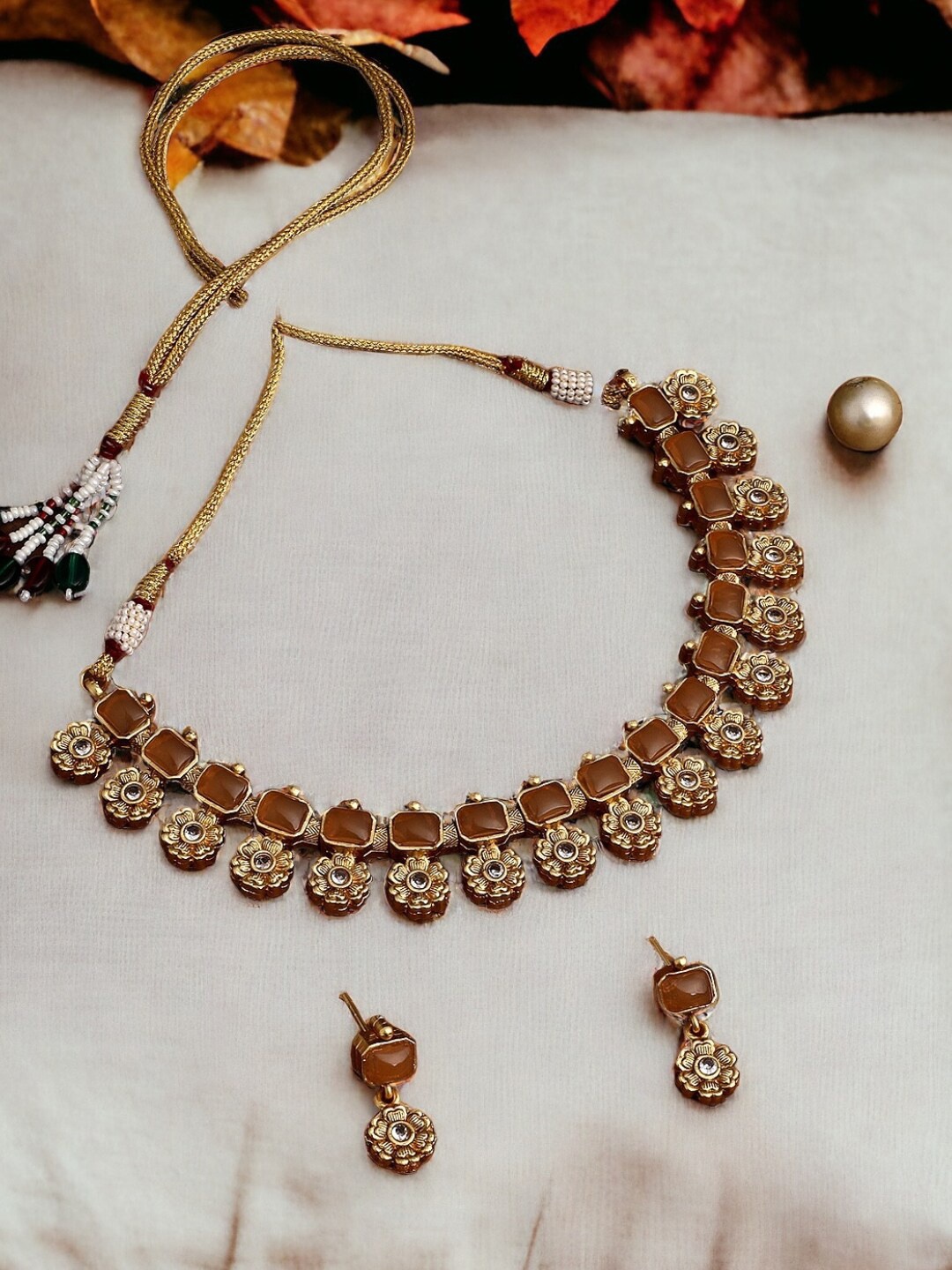 

ASMITTA JEWELLERY Gold-plated Stone-studded Jewellery Set
