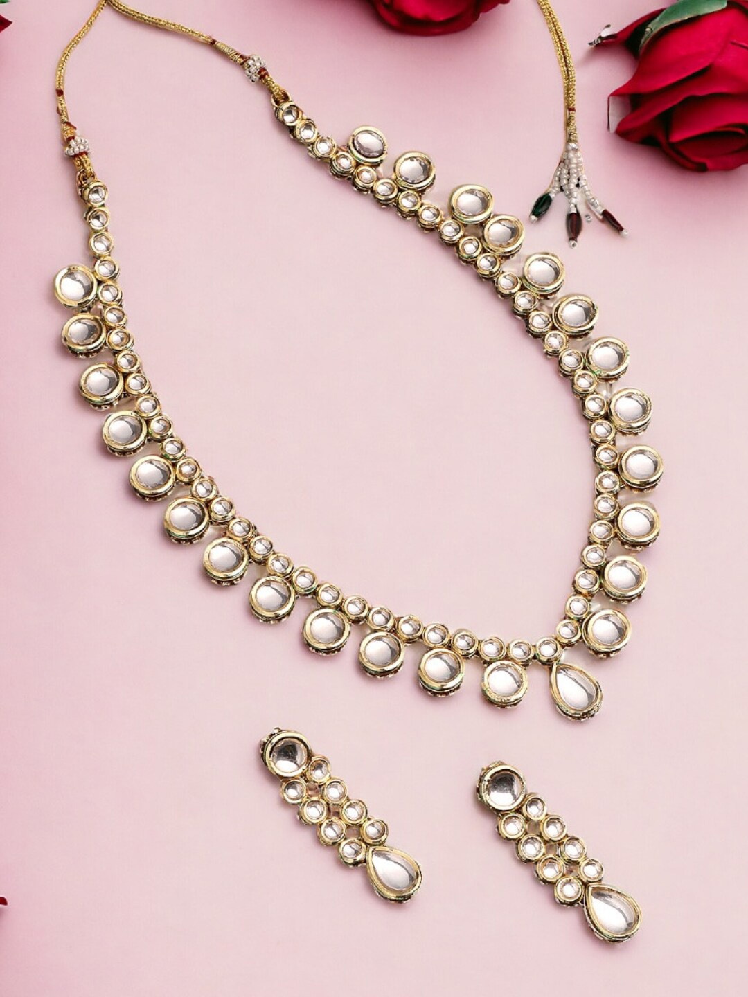 

ASMITTA JEWELLERY Gold Plated Kundan Studded Necklace with Earrings