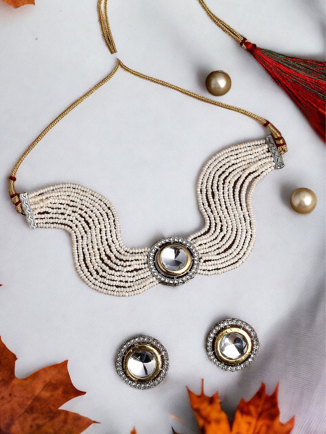 

ASMITTA JEWELLERY Gold-Plated Stone-Studded Jewellery Set