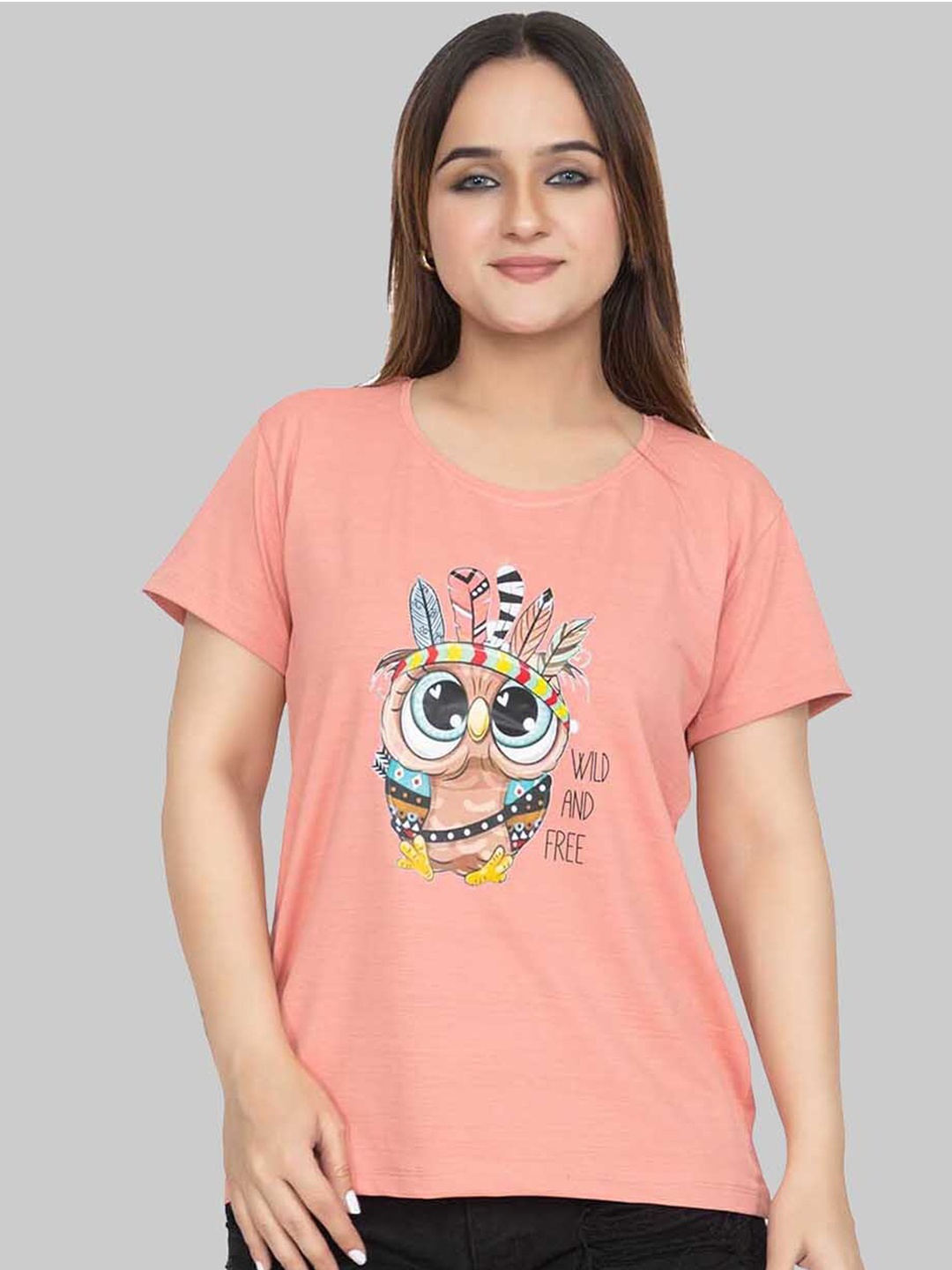 

Cheribell Graphic Print Short Sleeve Cotton Top, Pink