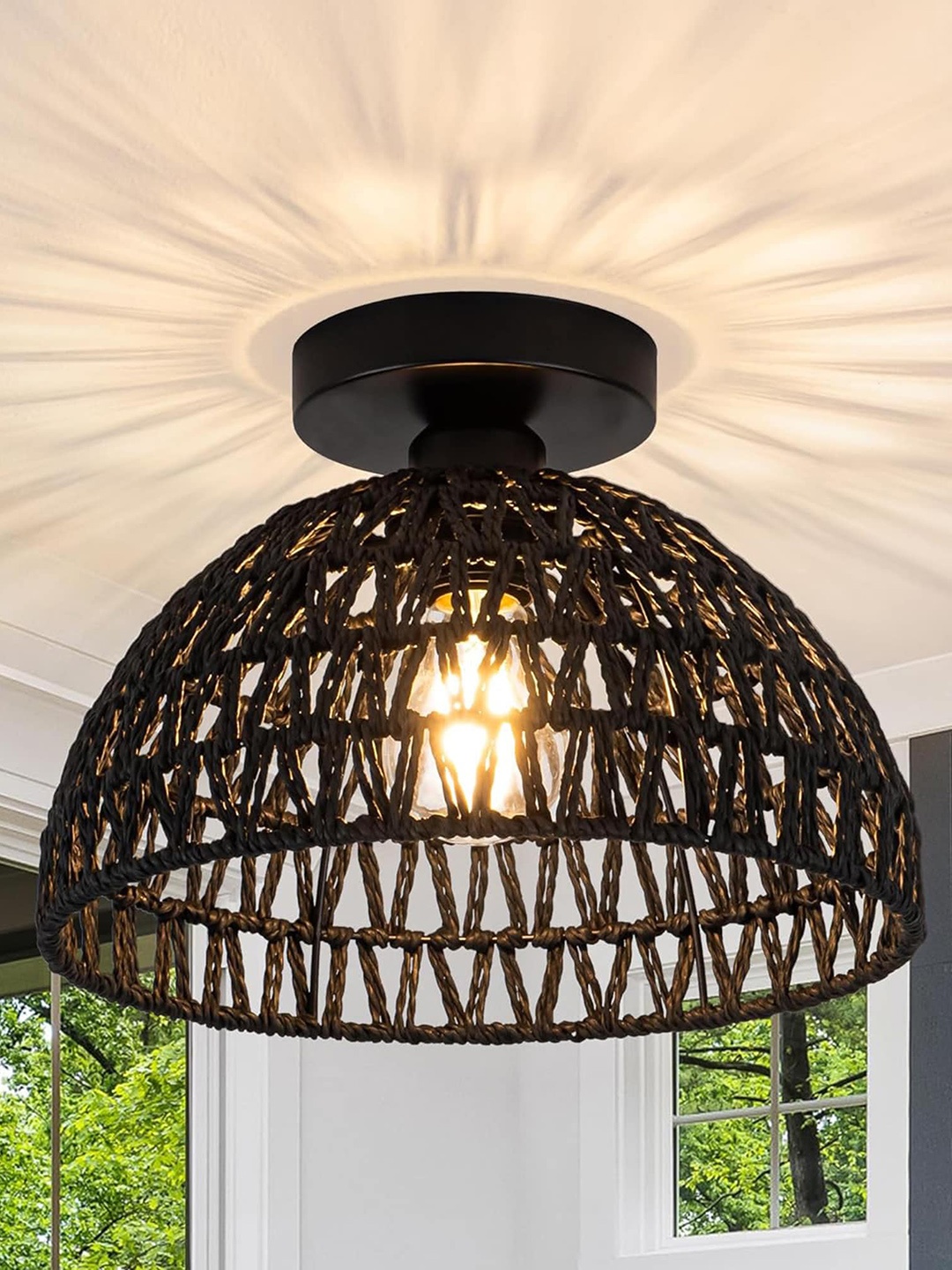 

Homesake Black Textured Wooden Contemporary Ceiling Lamps