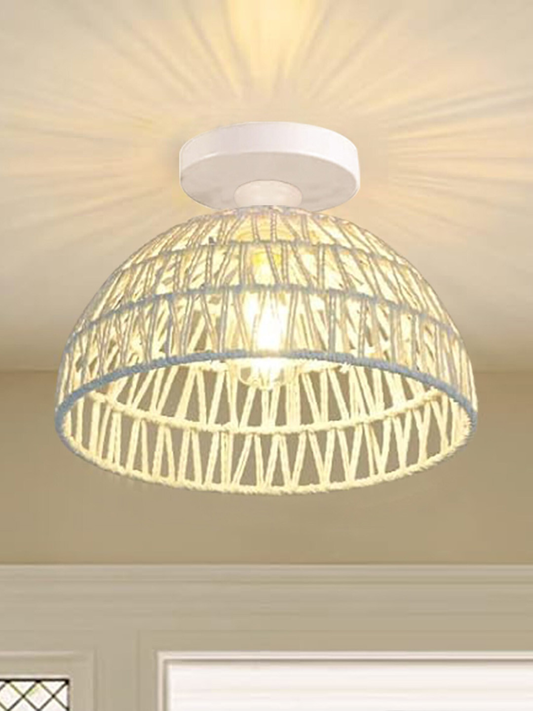 

Homesake White Textured Wooden Contemporary Ceiling Lamps