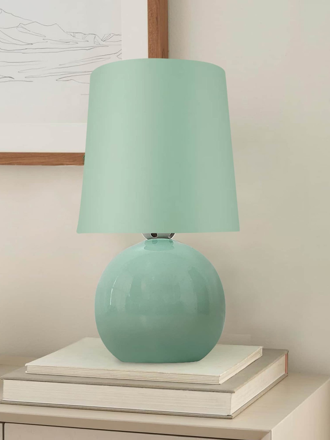 

Homesake Green Ceramic Contemporary Frustum Table Lamps