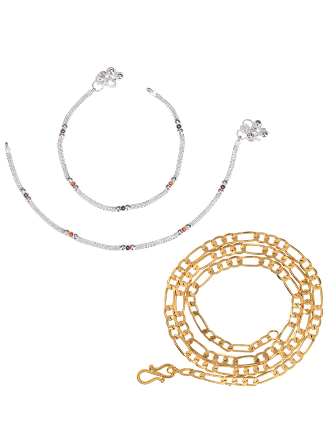 

AanyaCentric Set Of 2 Gold-Plated Neckalace With Silver-Plated Anklet