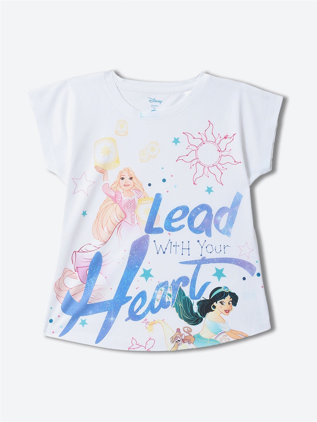

YK Disney Girls Printed Extended Sleeves Top, White