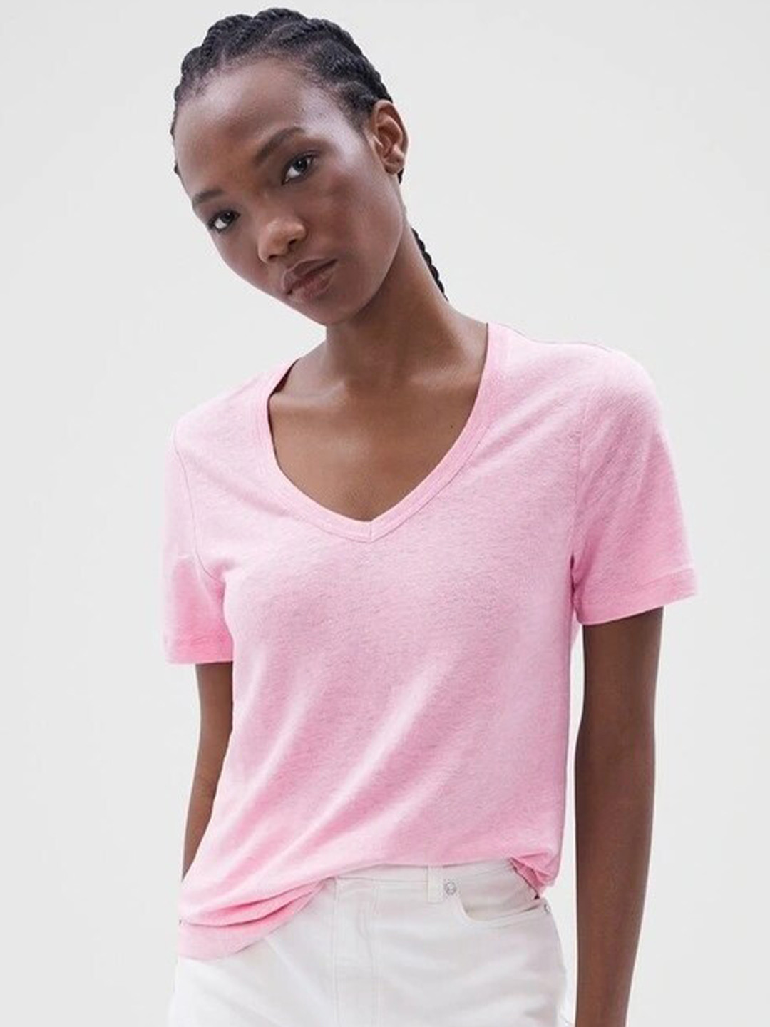 

COLOR CAPITAL Pack of 3 V-Neck Short Sleeve Top, Pink
