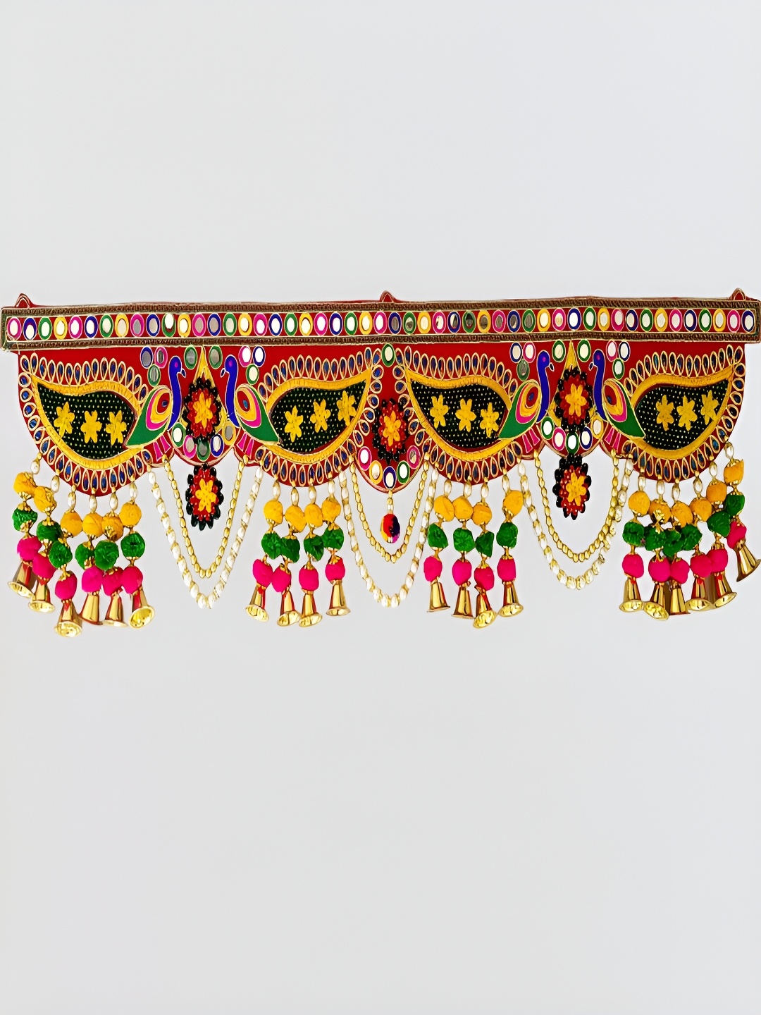 NARYA TRADITIONAL Pink & Yellow Fabric Hanging Wall Decor