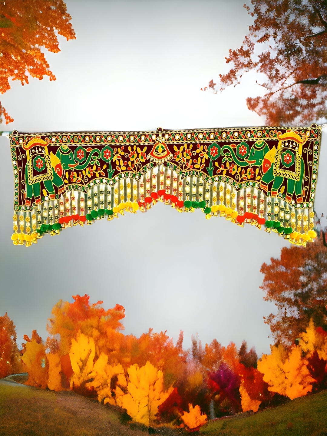 

NARYA TRADITIONAL Green & Yellow Fabric Hanging Wall Decor