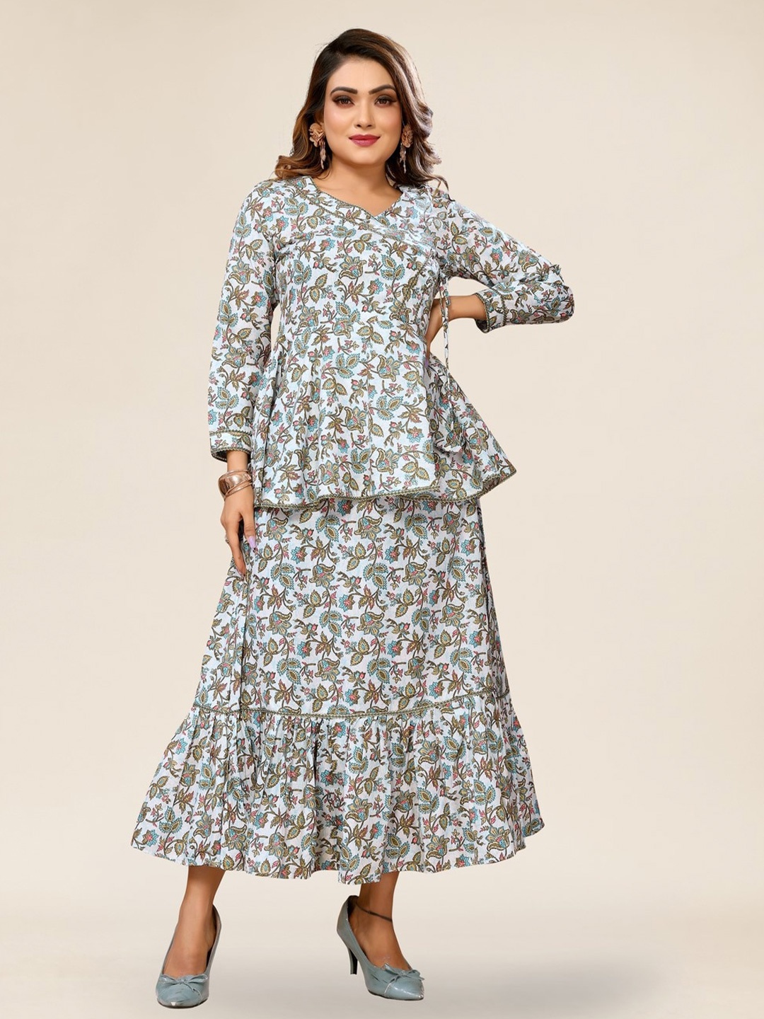 

TITANIUM SILK INDUSTRIES PVT. LTD. Cotton Floral Print Maxi Dress, Blue