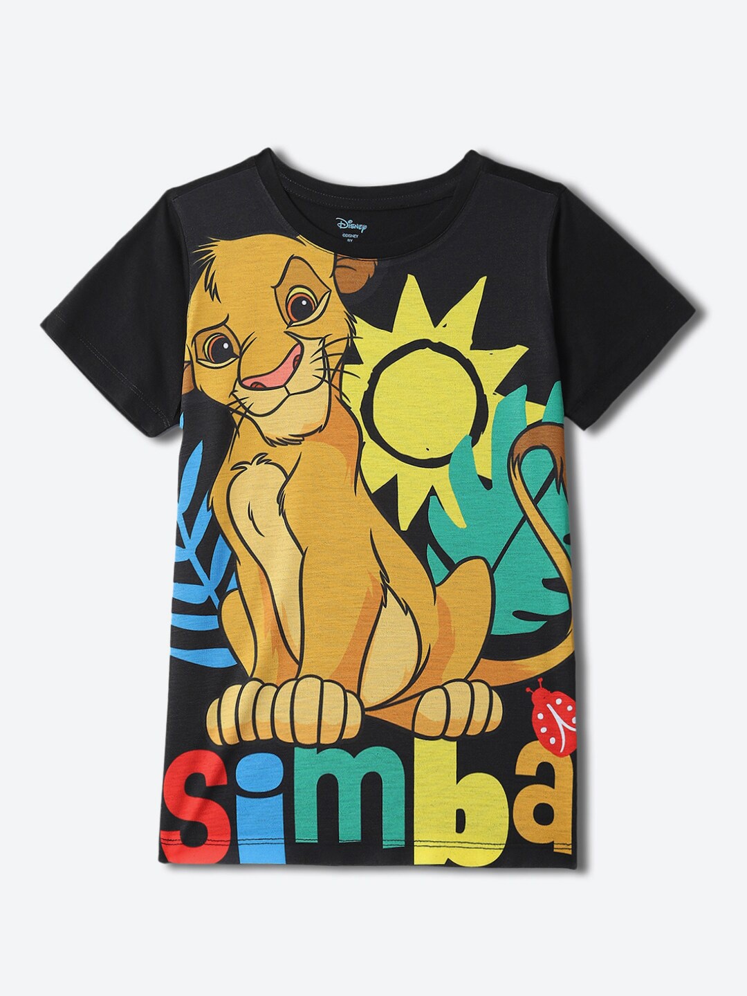 

YK Disney Boys Simba Printed Short Sleeves T-shirt, Black