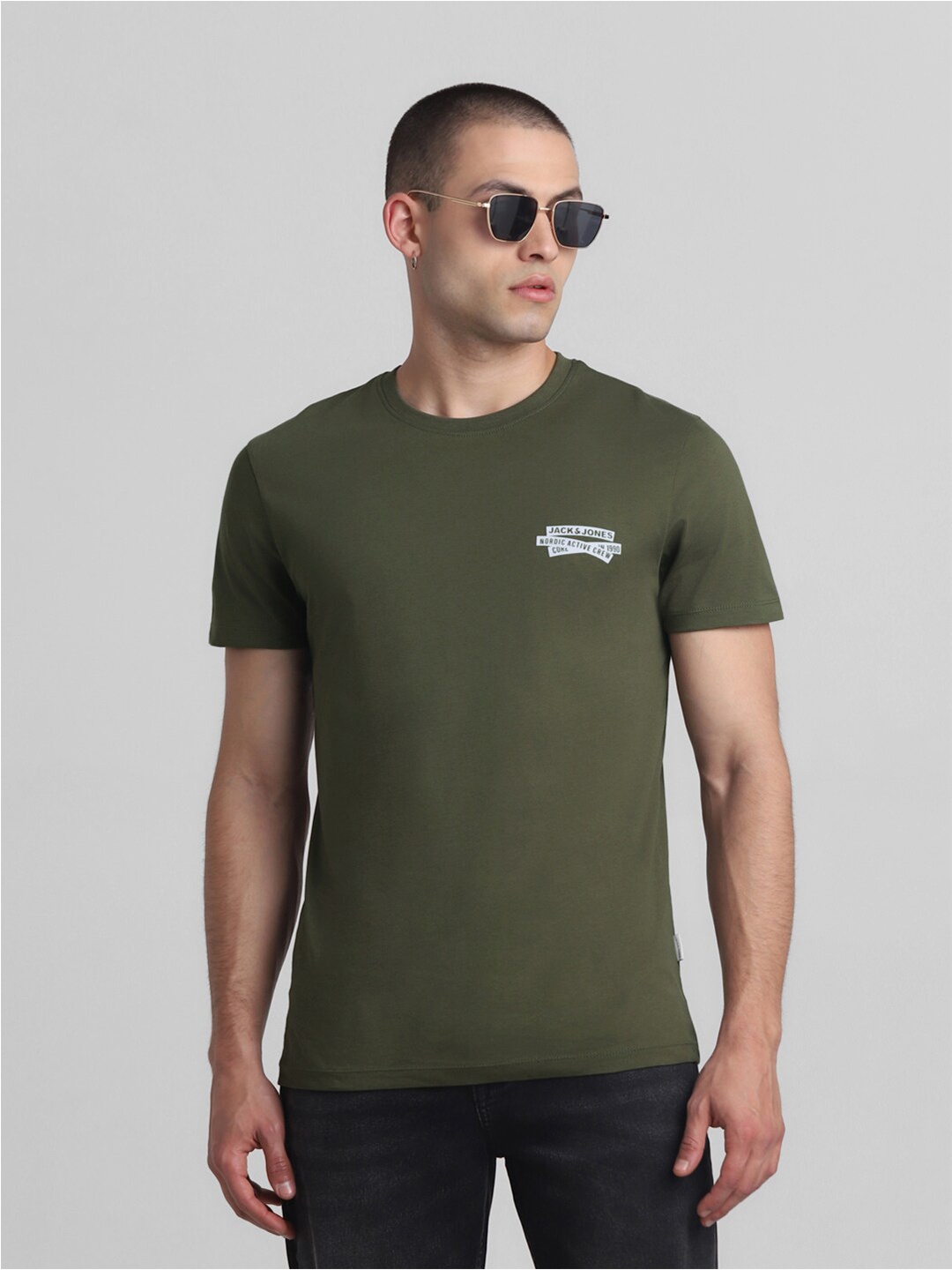 

Jack & Jones Short Sleeves Slim Fit Pure Cotton T-shirt, Green