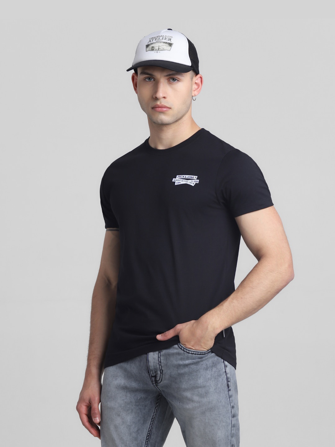 

Jack & Jones Short Sleeves Slim Fit Pure Cotton T-shirt, Black