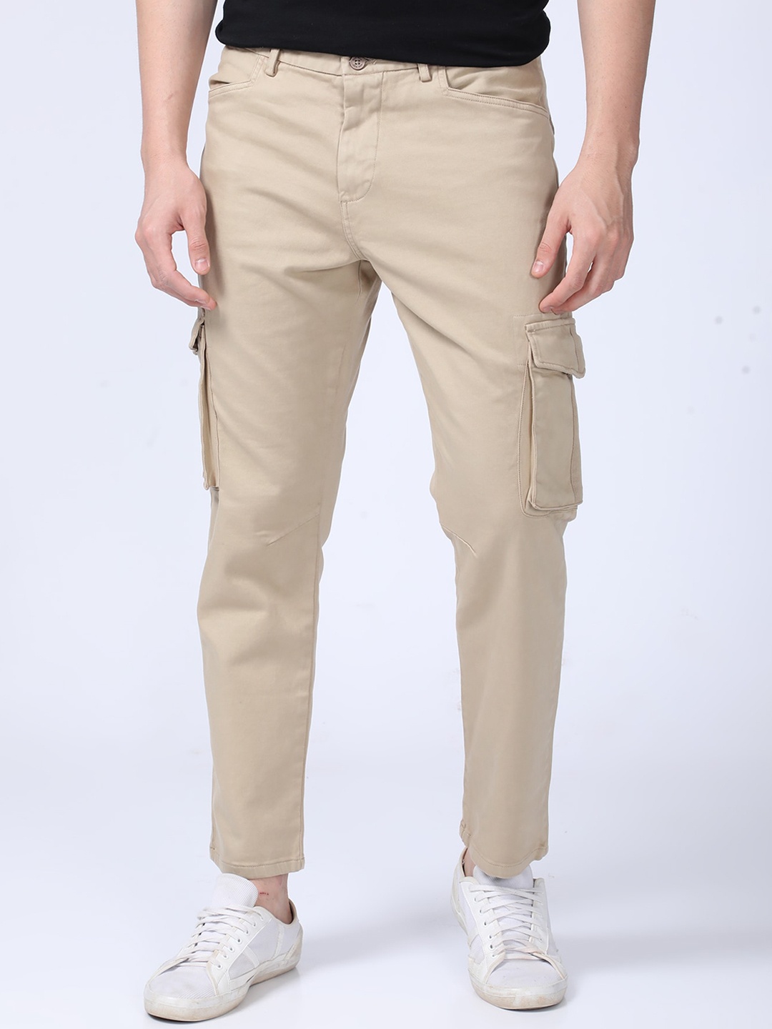 

POE Men Smart Slim Fit Cargos, Khaki