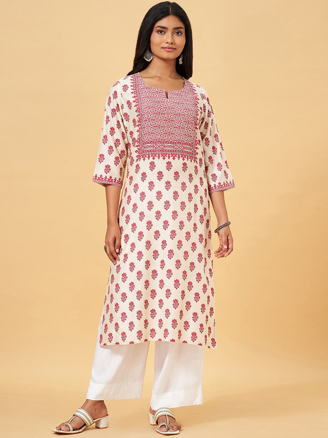 

RANGMANCH BY PANTALOONS Ethnic Motifs Printed Kurta, Pink