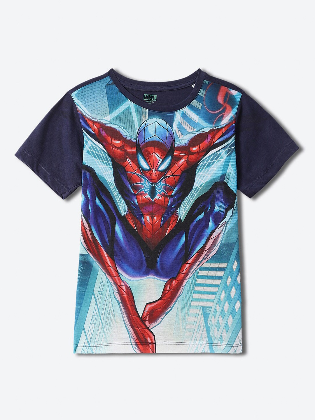 

YK Marvel Boys Spider-Man Graphic Printed Regular fit T-shirt, Blue