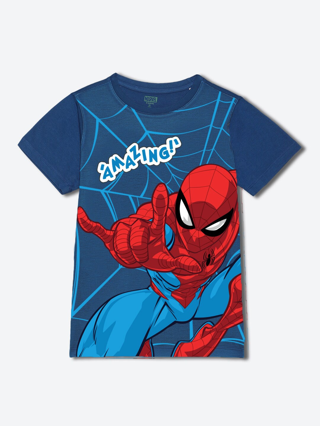 

YK Marvel Boys Spider-Man Printed Round Neck Short Sleeves Regular T-shirt, Blue