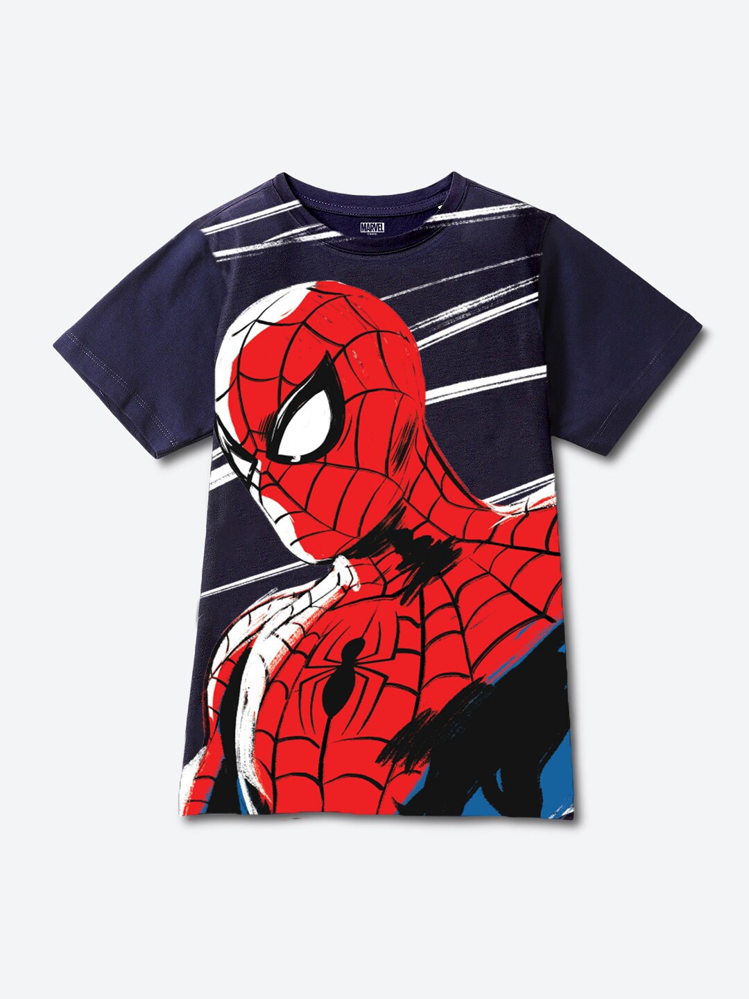 

YK Marvel Boys Spider-Man Printed Round Neck Short Sleeves Regular T-shirt, Blue