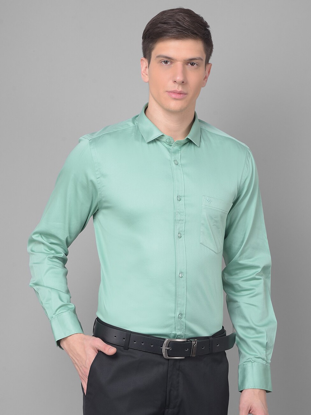 

COBB Spread Collar Comfort Cotton Formal Shirt, Green