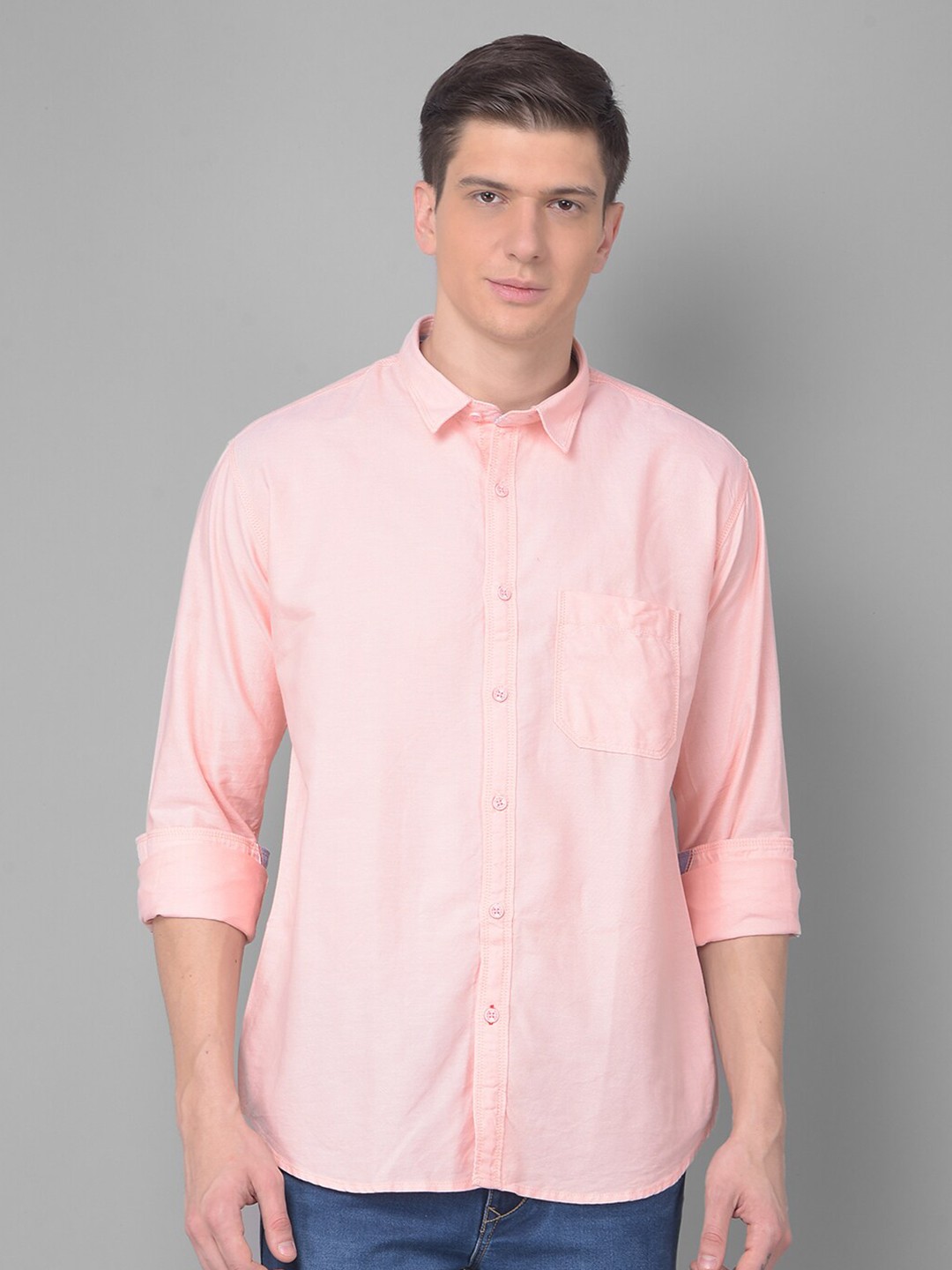 

COBB Spread Collar Cotton Casual Shirt, Pink