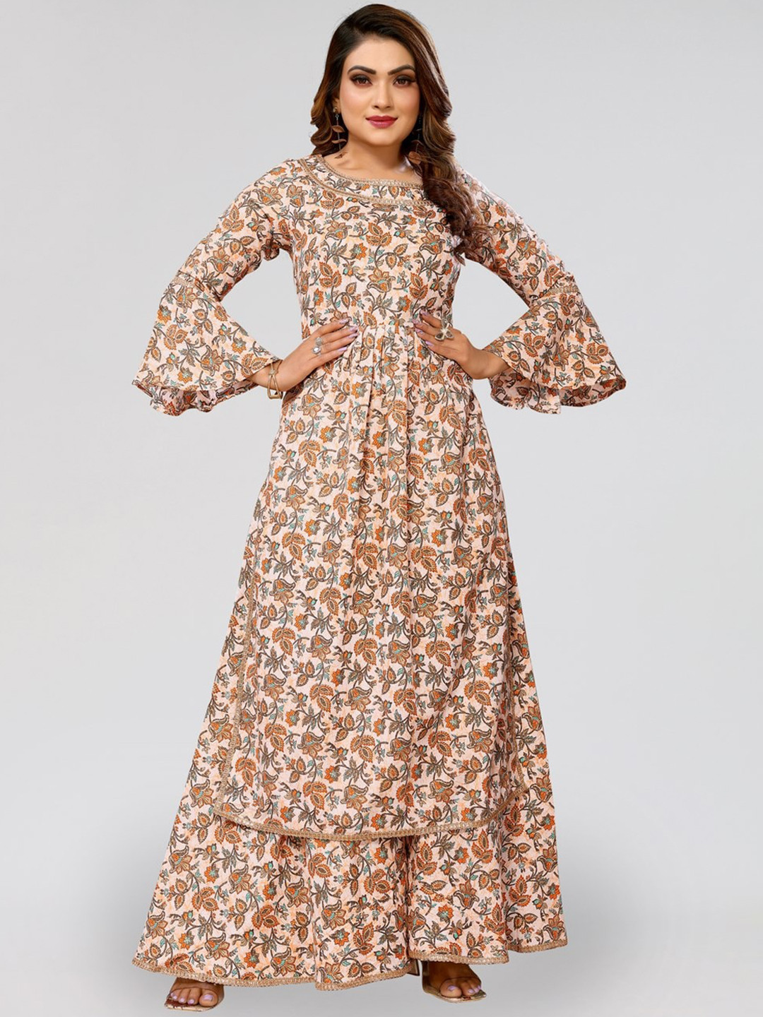 

PYARI - A style for every story Floral Printed Kurta with Palazzos, Orange