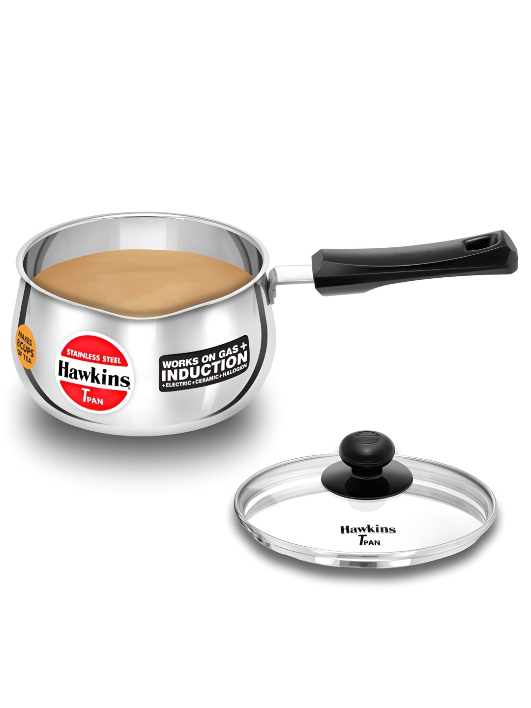 

Hawkins Silver-Toned & Black Sauce Pan With Lid 2 L
