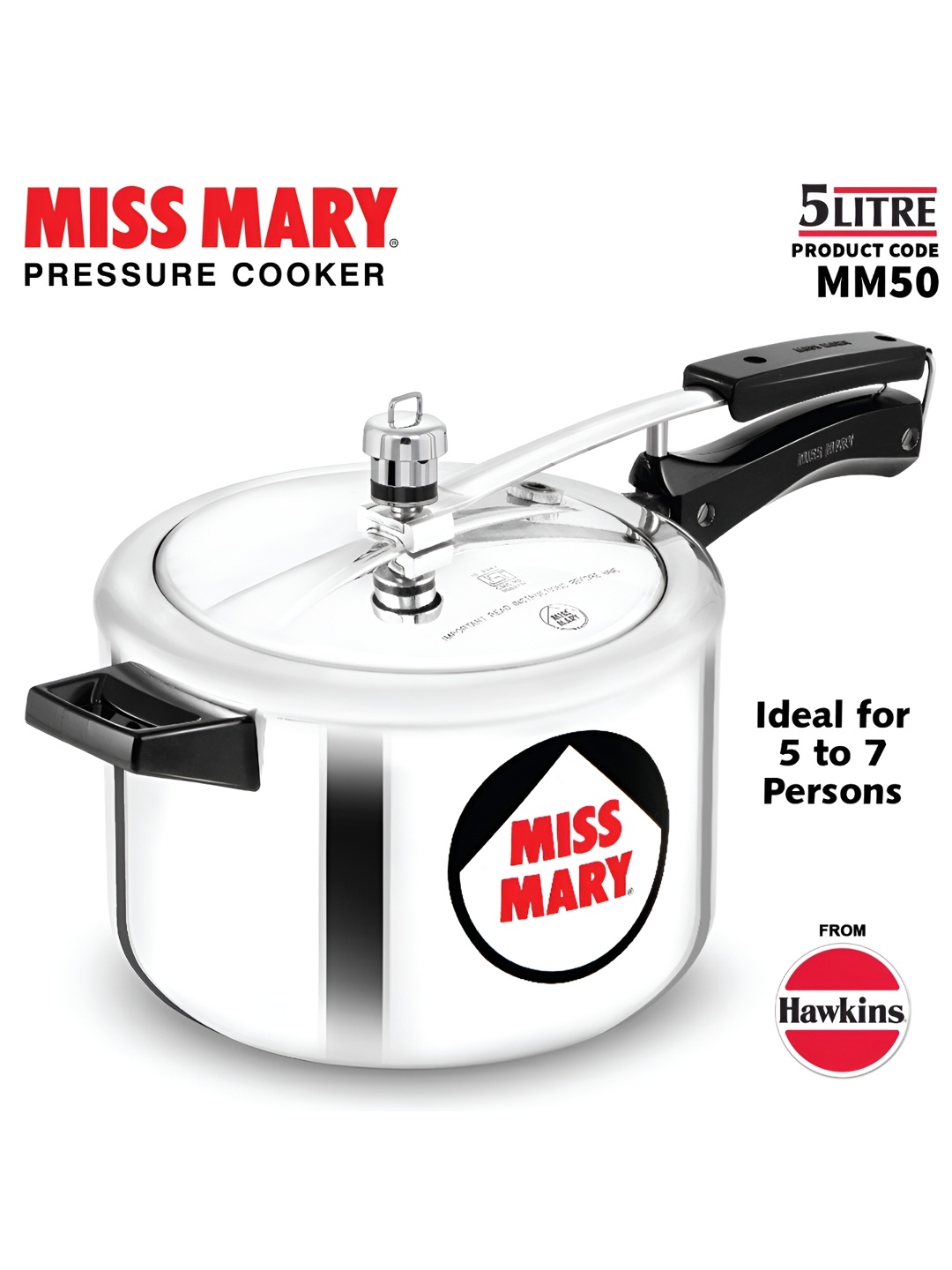 

Hawkins Miss Mary Silver Pressure Cooker-5L